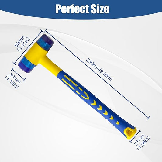 Rubber Mallet,KAIHAOWIN Small Mallet Hammer, Double-Faced Soft Mallet with Ergonomic Shaped Plastic Handle and Anti-Slip Coating for Jewelry, Leather Crafts, Woodworking 30mm