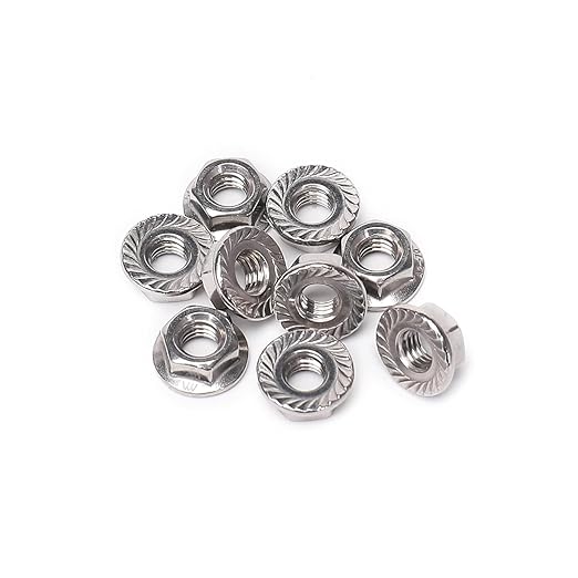 25 Pieces M8 Flange Nuts, M8-1.25mm Serrated Hex Flange Lock Nuts, 304 Stainless Steel,Plain Finish