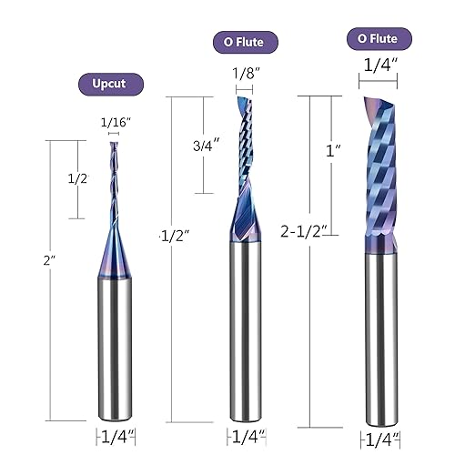 SpeTool 10PCS TAC Coated CNC Router Bit Set 1/4 Inch Shank, Solid Carbide CNC Router Bits & End Mills for Woodworking Trimming Engraving Carving Sign Making Slotting?봣or Wood, Plastic and Aluminum