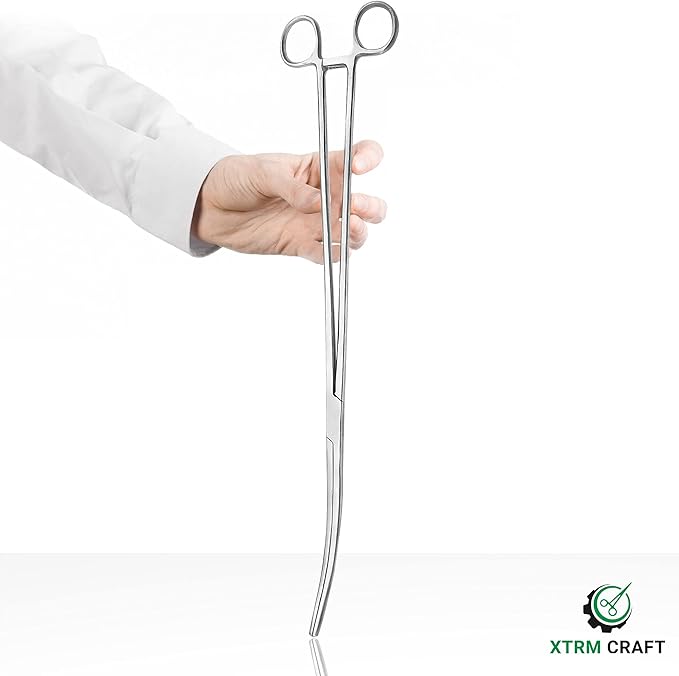 Pean Hemostat Straight and Curved Multipurpose Locking Tweezer Clamps Serrated, Stainless Steel - Hemostats for Nurses, Fishing Forceps, Crafts and Hobby