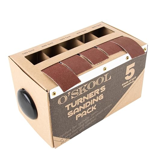 O'SKOOL Turner?셲 Sanding Pack Abrasive Strip Kit 5 Grits with Dispenser for Wood Turners, Furniture Repair, Woodworkers, Metal Workers, Automotive Body Work | 150, 240, 320, 400, 600 Grit Rolls, SF02A