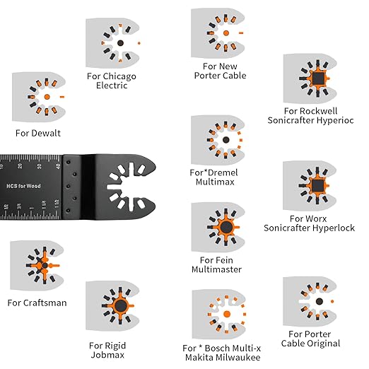 50Pcs Oscillating Tool Blades Professional Universal Oscillating Saw Blades Wood Multitool Blades Compatible with Dewalt, Milwaukee, Ryobi, Rockwell, Bosch