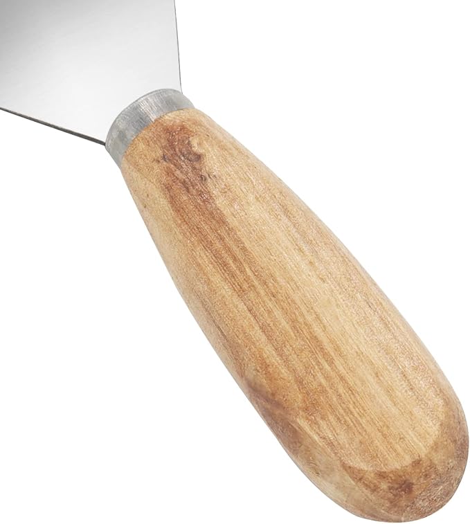 Putty Knife, 5 Inch Metal Scraper, wooden Handle Spackle Knives for Drywall, Decals, Wall paper, Patching, Painting, Taping, Scraping Coating