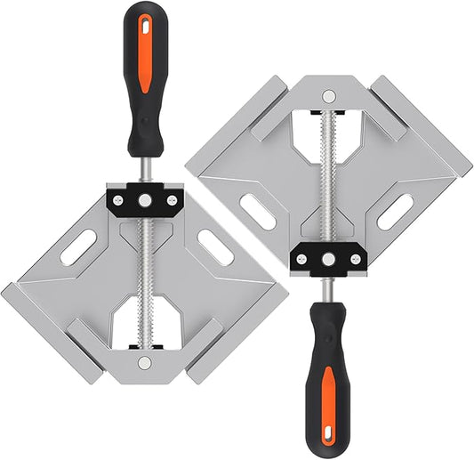 huachuanghc Corner Clamp, 2pcs 90 Degree Right Angle Clamp with Adjustable Aluminum Alloy Swing Jaw, Single Handle Clamps for Woodworking Tools Photo Framing, Present for Men Dad 15.1 Inch