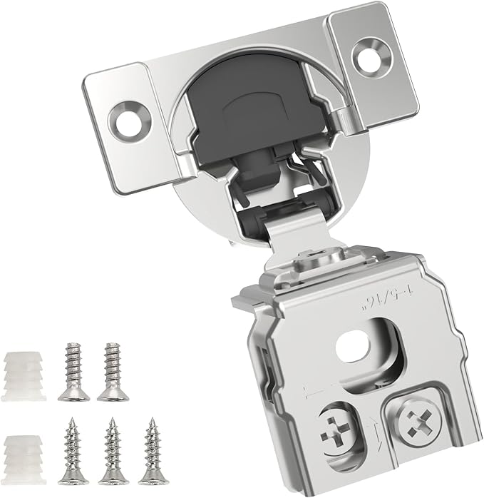 Chibery 20 Pack 1-5/16" Overlay 3D Soft Close Concealed Hinge for Face Frame Door, Smooth Slow Self Closing Hinges, Satin Nickel, Hidden 105째 Open Angle Stainless Steel Hinge for Kitchen Cabinet Door
