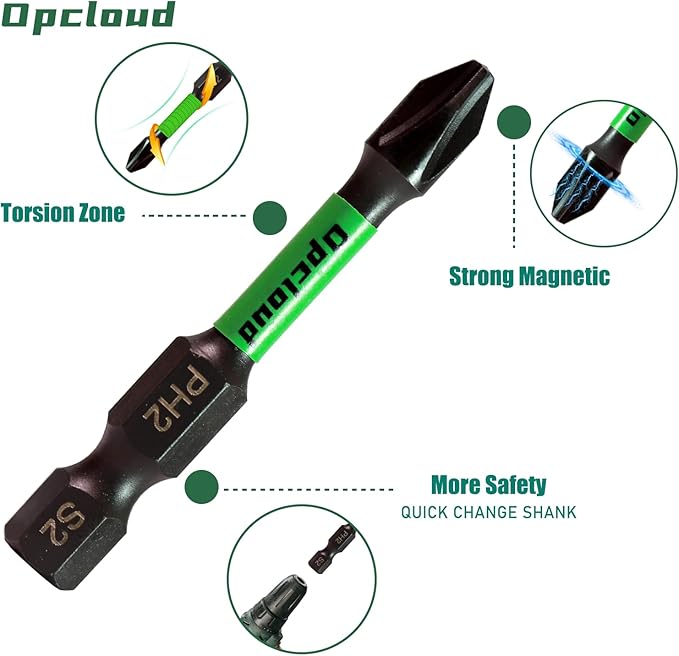 Impact #2 Phillips Screwdriver Bit Set, 41 Pieces 2?쒾2 Steel Magnetic PH2 Tips Driver Power Bit Set with Extension Impact Bit Holder