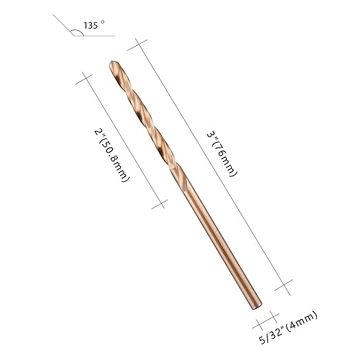5/32" M35 Cobalt HSS Jobber Length Twist Drill Bit with Straight Shank,Heavy Duty, Pack of 10 PCS, Drilling for Cast Iron, Heat-Treated Steel, Stainless Steel and Other Hard Materials by LU&MN