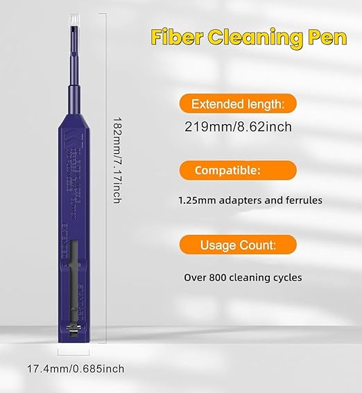 Zenithra Fiber Optic Cleaner,2PCS Fiber Optic Cleaning Pen 1.25mm Ferrules LC/MU FTTH Connector Cleaning Tools with 800+ Times