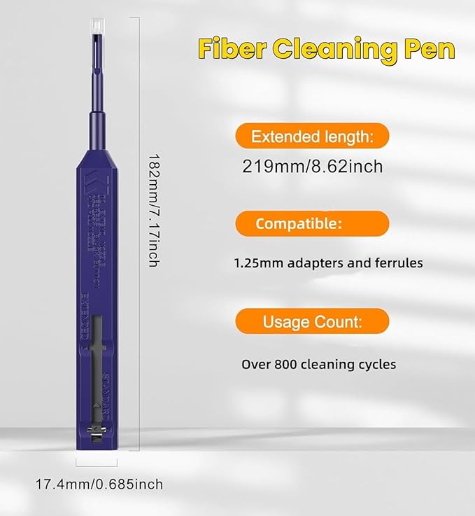 Zenithra Fiber Optic Cleaner,Fiber Optic Cleaning Pen 1.25mm Ferrules LC/MU FTTH Connector Cleaning Tools with 800+ Times