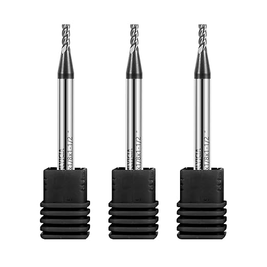 3PCS 5/64" Carbide Square End Mills Set 4 Flute AlTIN Coated CNC Milling Bits for Alloy Steels, Hardened Steels, Cast Iron