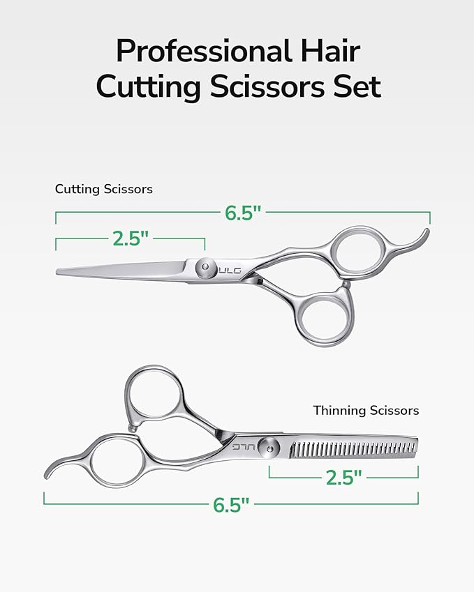 ULG Hair Cutting Scissors Set, Hair Scissors Thinning Shears for Hair Cutting, Professional Barber Scissors Hair Shears for Women Men Adults Kids Salon Home Use, Japanese Stainless Steel