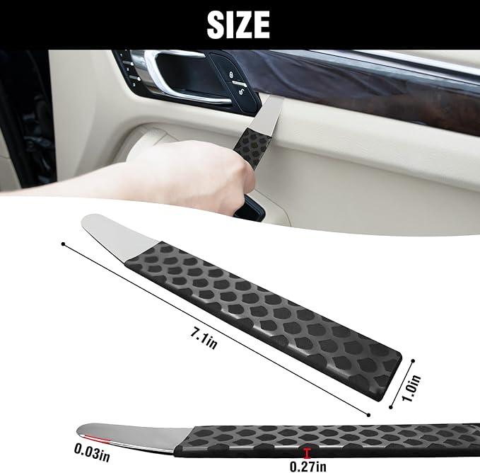 4140 Steel Pry Tool, Auto Trim Removal Tool Pry Bar for Vehicle Door Panel, Audio Radio Panel, Dashboard Repair Upholstery Tool, Pack of 1 Black