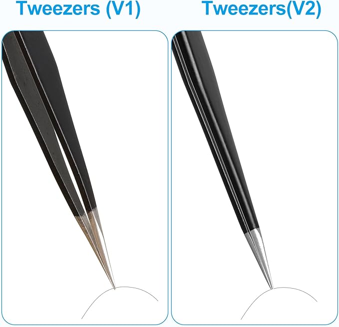 YHYZ High Precision Tweezers Set (3PCS), Anti-Static Stainless Steel Precise Tweezers (Fine, Curved, Flat), Perfect for Craft, Electronic, Soldering, Model, Hobby, Jewelry Making, Laboratory