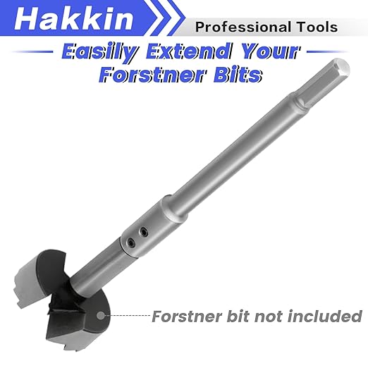Hakkin 2Pcs 7”＆10” Forstner Bit Extension for 3/8", Hole Saw Extension for Adding Over 5-3/4 to 8-3/4 Inches of Drilling Depth, Forstner Drill Bit with Chuck Press Wrench Key (10+13mm)