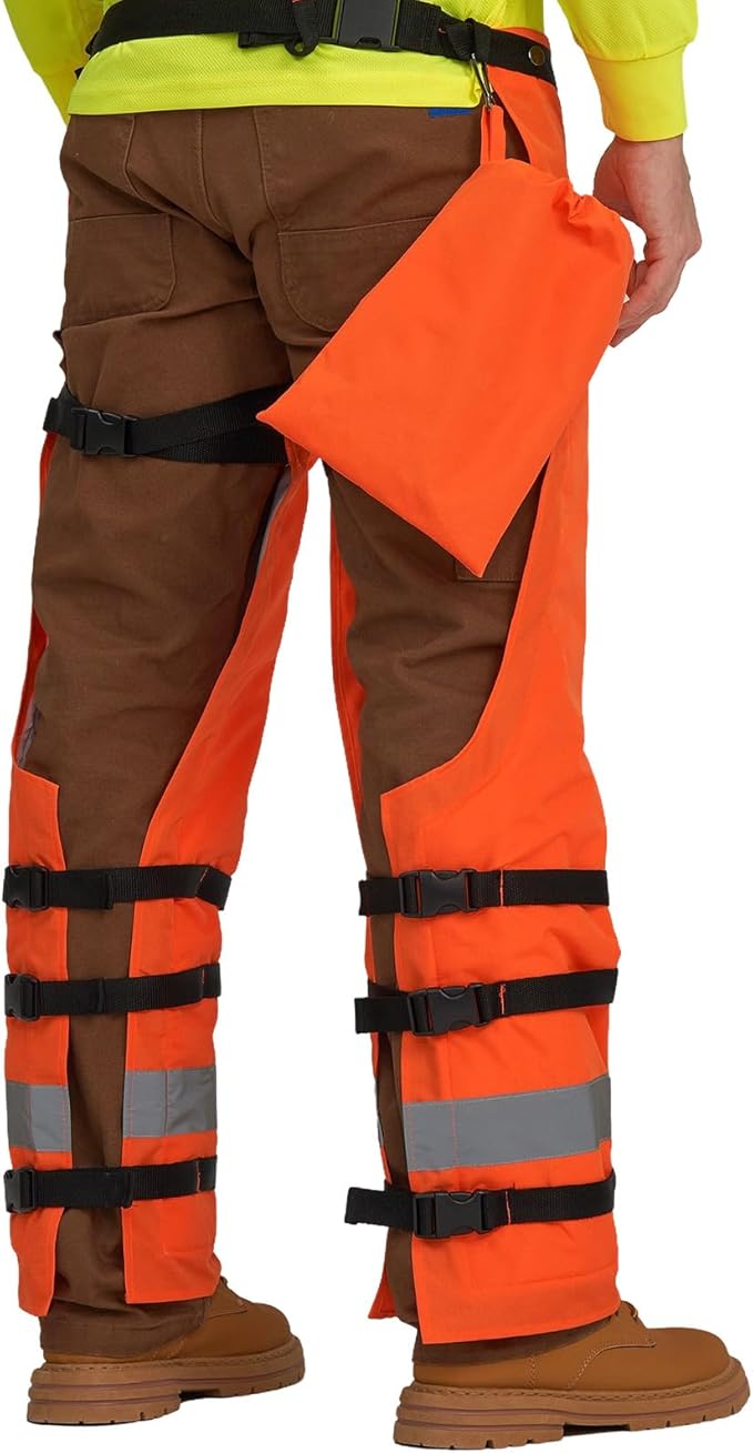 AYKRM Chainsaw Chaps 8-layer Protective Apron Wrap Adjustable orange Chainsaw Pants/Chap for Loggers Forest Workers
