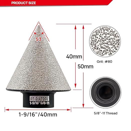 DT-DIATOOL Diamond Beveling Chamfer Bit 1-9/16 Inch, 2-Pack for Tile Porcelain Ceramic Granite Marble Existing Holes Enlarging Polishing Shaping Trimming Repairing
