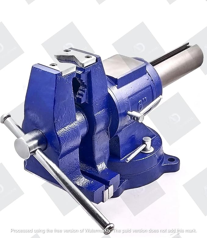 A.D. International 6" Heavy Duty Bench Vise, Double Swivel Rotating Vise Head/Body Rotates 360째,Pipe Vise Bench Vices 30Kn Clamping Force,for Clamping Fixing Equipment Home or Industrial Use
