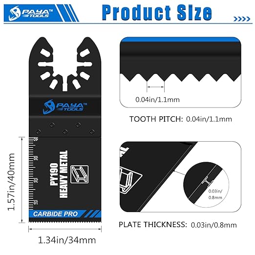 Carbide Oscillating Tool Blades, 1-3/8'' Multitool Blades Quick Release for Hard Material, Metal, Nails. Bolts. Screws Other Hard Materials (3-Pack)