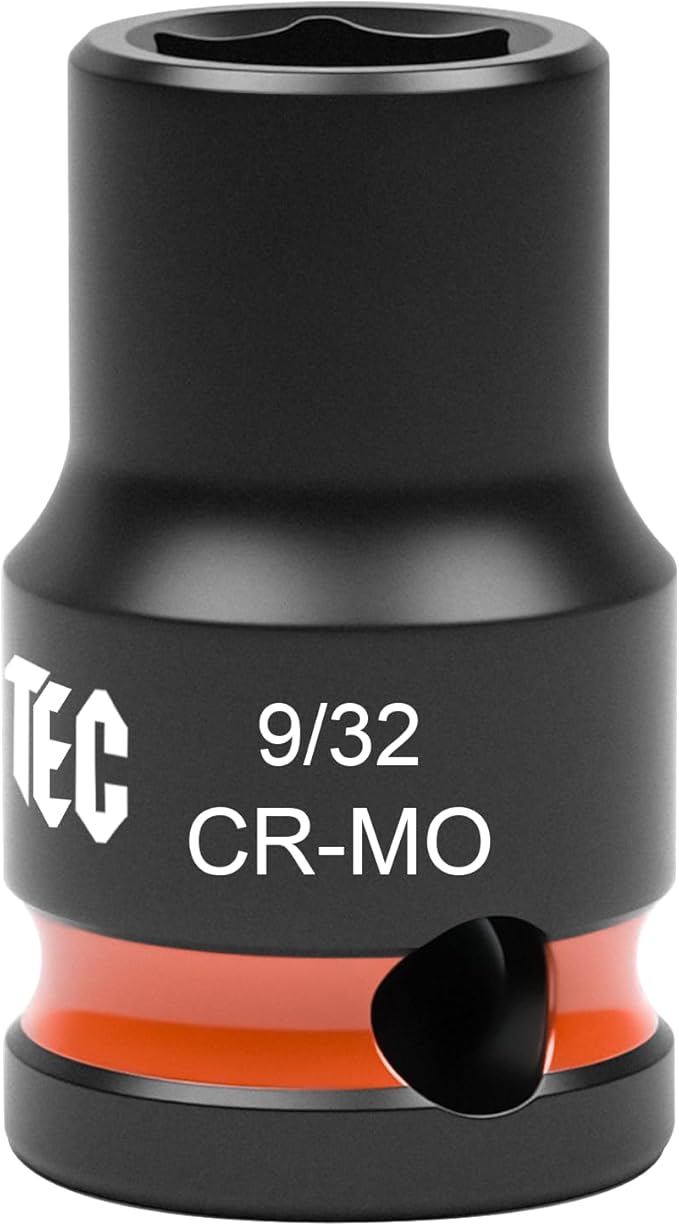6-Point Shallow Impact Socket, 3/8-Inch Drive 9/32 Inch Socket, Cr-Mo,Automotive, Truck Maintenance, Heavy Equipment Repair