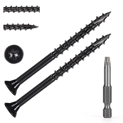 Wood Screws #10 x 2-1/2?쇺? T25 Star Torx Drive Flat Head Deck Screws, Black, 79Pcs (1lb)