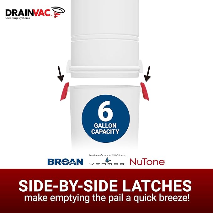 Drainvac Broan-nutone 550 Air watts Residential Central Vacuum System Premium Electric Tool Set for Cleaning Floors, Carpets - Anti-Vibration, Powerful Suction