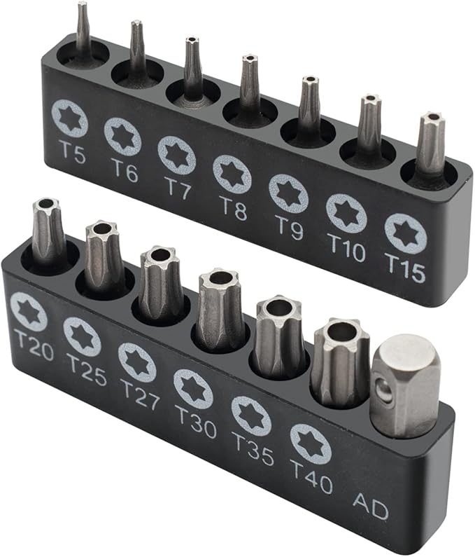 ROTATION 14-Piece Tamper Resistant Star Bits, Chrome Vanadium Steel, T5 - T40 Impact Grade Security Torx Bit Set, 1/4-inch Hex Shank