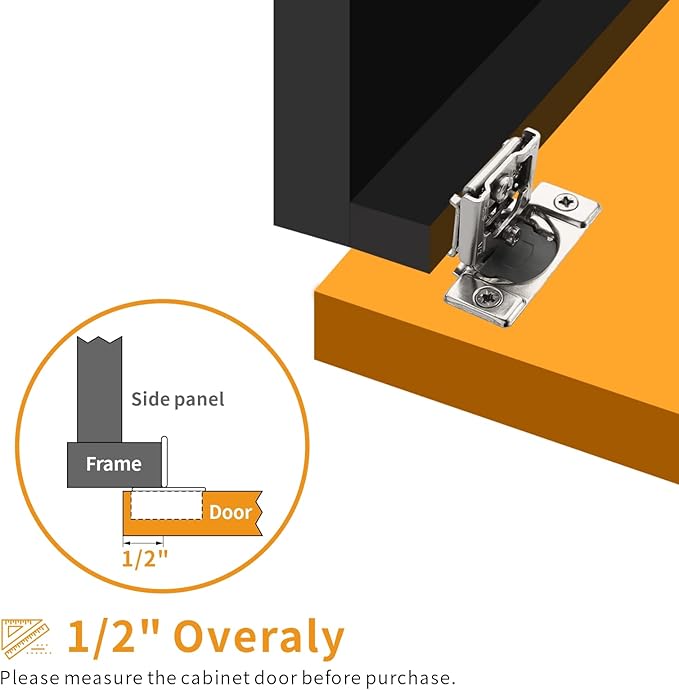 Chibery 50 Pack 1/2" Overlay 3D Soft Close Concealed Hinge for Face Frame Door, Smooth Slow Self Closing Hinges, Satin Nickel, Hidden 105째 Open Angle Stainless Steel Hinge for Kitchen Cabinet Door