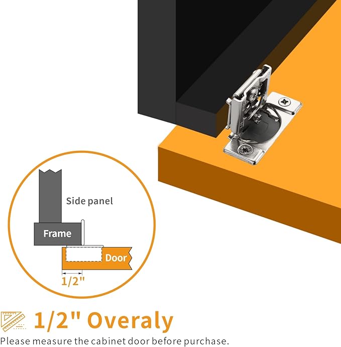Chibery 2 Pack 1/2" Overlay 3D Soft Close Concealed Hinge for Face Frame Door, Smooth Slow Self Closing Hinges, Satin Nickel, Hidden 105째 Open Angle Stainless Steel Hinge for Kitchen Cabinet Door