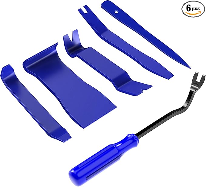 GOOACC 6PCS Auto Trim Removal Tool Kit No-Scratch Tool Kit for Car Audio Dash Window Molding Fastener Remover Tool Kit-Blue