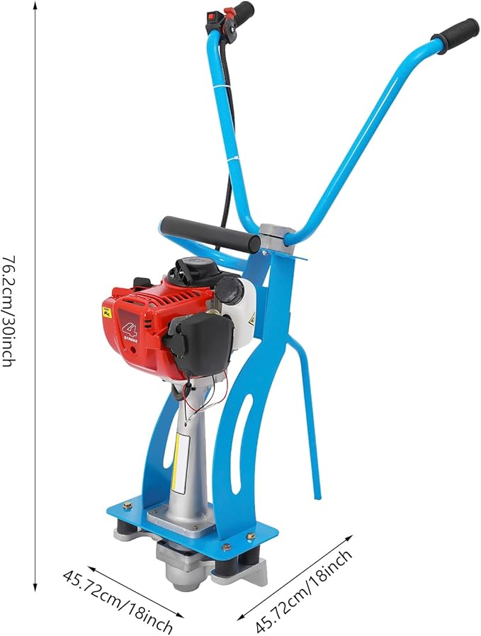 Concrete Wet Screed Engine, 4-Stroke 1.2HP 35.8CC Gas Power Concrete Surface Leveling Screed Machine Thick Steel Frame Concrete Screed Vibrating Finishing Tool Without Leveling Board