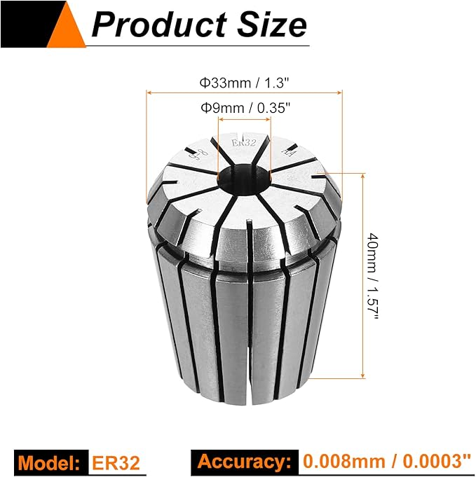 HARFINGTON Spring Collet Chuck ER32 9mm 65Mn Spring Steel Precision Router Collets for CNC Engraving Milling Lathe Tool