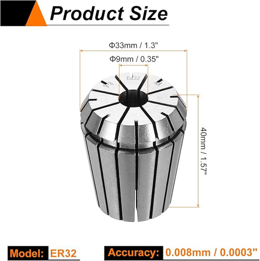 HARFINGTON Spring Collet Chuck ER32 9mm 65Mn Spring Steel Precision Router Collets for CNC Engraving Milling Lathe Tool