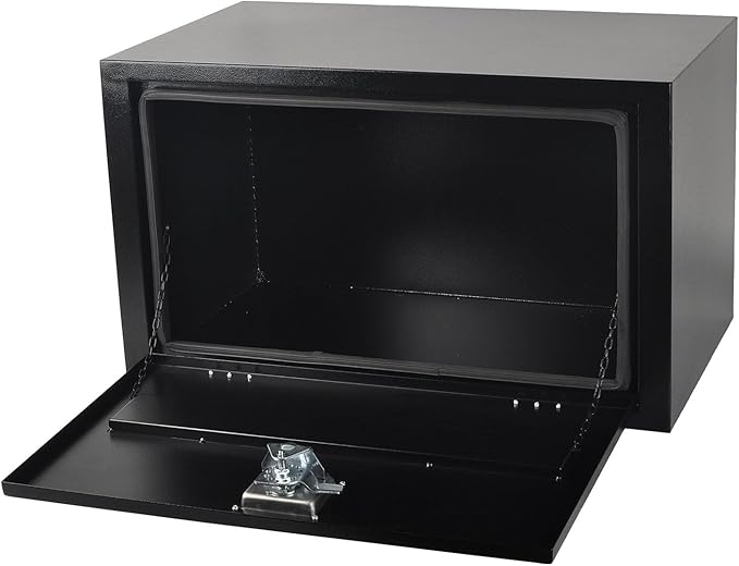 30 Inch Steel Tool Box with T-Handle Latch, Underbody Storage Truck Bed Organizer Toolbox for Trailer Pickup RV, Job Tool Chest, 30 X 18 X 18 Inch, Black