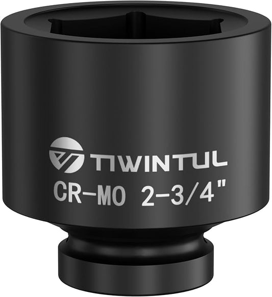 2-3/4" Impact Socket 1" Drive, 6 Point Design, CR-MO, ANSI Certified, Big Jumbo Socket 1 Inch Drive for Mining, Pipeline, Industrial Equipment & Heavy-Duty Maintenance