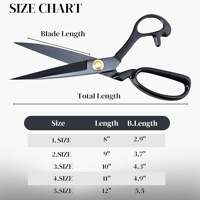 Professional Fabric Scissors 10'' - Heavy Duty Sewing Shears with High Carbon Steel Blades for Precise Cutting, Tailoring,Crafts, Industrial Strength Use, Sharp Precision Dressmaking Tools