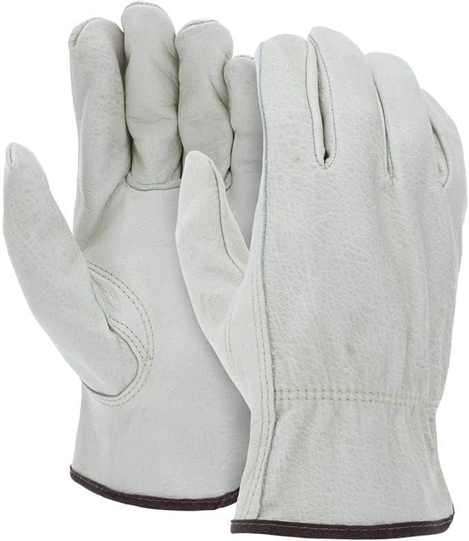 ATERET 12 Pairs 3X-Large Heavy Duty Durable Cowhide Leather Work Gloves I Driver Gloves for Truck Driving, Warehouse, Gardening, Farming