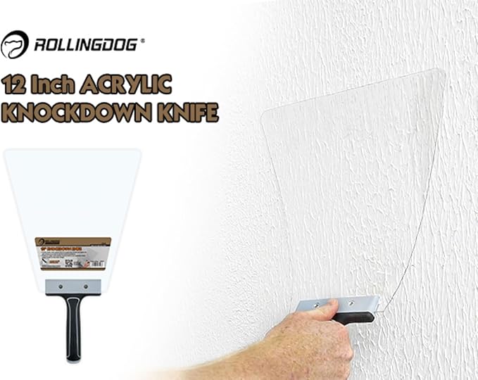 ROLLINGDOG 12 Inch Knockdown Knife - Threaded End Can be Attached to Extension Pole,Acrylic Plastic Blade,Ideal for Creating Knockdown Texture