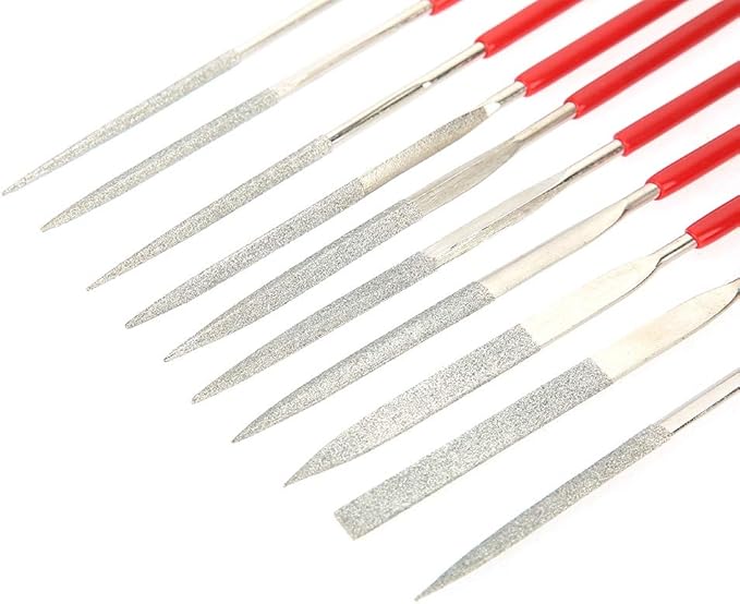 10Pcs Wood RASP with Premium Grade Steel Hand File, Round Hand RASP, Half Round Flat & Needle Files, Filing Tool Woodworking DIY Mini Handcraft Wood Rasp Files Needle Set for Sharping Wood