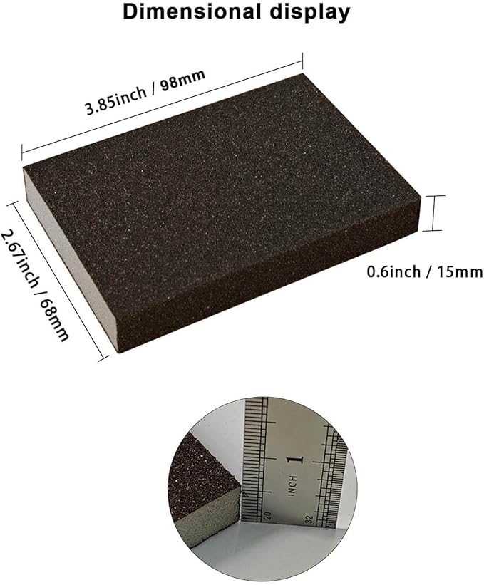 Fine Sanding Block Sandpaper Sponge - 10Pcs 100 Grit Sand Paper Blocks for Wood, Metal, and Drywall