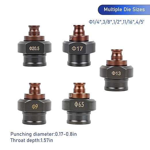 1300W Electric Hydraulic Hole Puncher, 110V Hydraulic Press Punching Tool, Metal Electric Punching Machine with Die 過1/4" 3/8" 1/2" 11/16" 4/5", for Steel, Aluminum, Copper