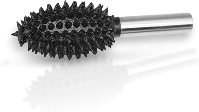Extreme Coarse Flame Rotary Burr, 1??" Shaft, Very Coarse - Woodworking Attachment for Bosch,Foredom, DeWalt, Milwaukee Tools- Abrasive Tungsten Carbide