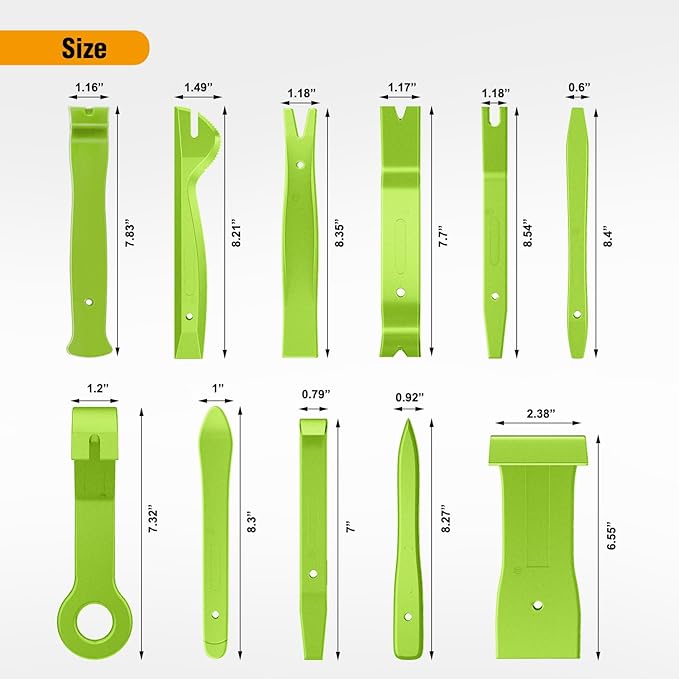 GOOACC 11PCS Auto Trim Removal Tool Kit No-Scratch Tool Kit for Car Audio Dash Window Molding Fastener Remover Tool Kit-Green