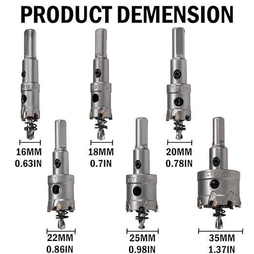 Vivicreate 6 pcs Carbide Tile Glass Metal Hole Saw saws kit Granite Drill bit Set for Stainless Steel Iron Aluminum Copper Wood Broca de carburo Sierra de agujero Broca para vidrio Broca para granito