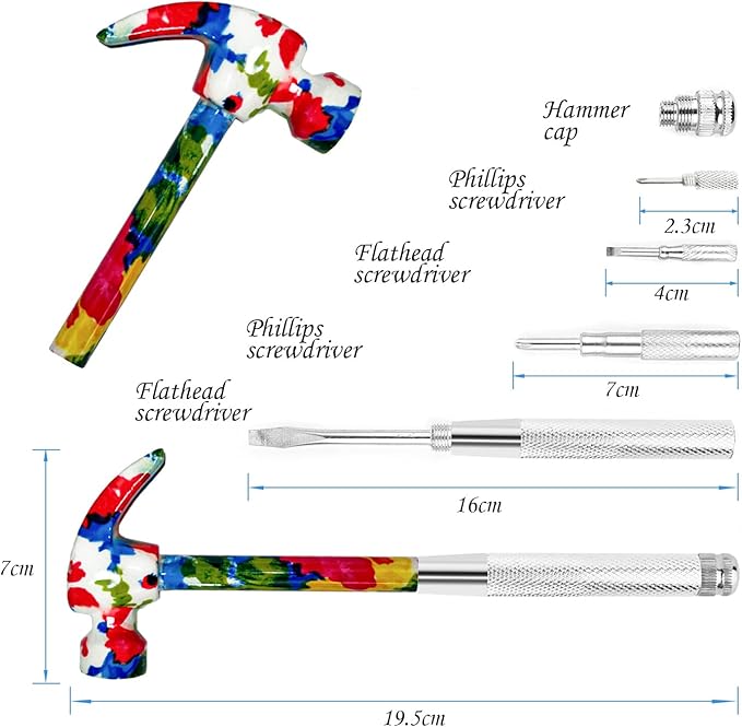 6 in 1 Flower Hammer & Screwdriver Tool, All In One Screwdriver Hammer Tools Set, Best Gift for Birthday Valentine's Mother's day Christmas Thanksgiving Halloween