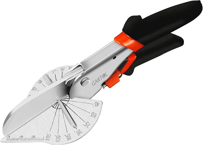 GARTOL Miter Shears, Multifunctional Trunking Shears for Angular Cutting of Moulding and Trim, Adjustable at 45 to 135 Degree, Hand Tools for Cutting Soft Wood, Plastic, PVC, No Replacement Blade