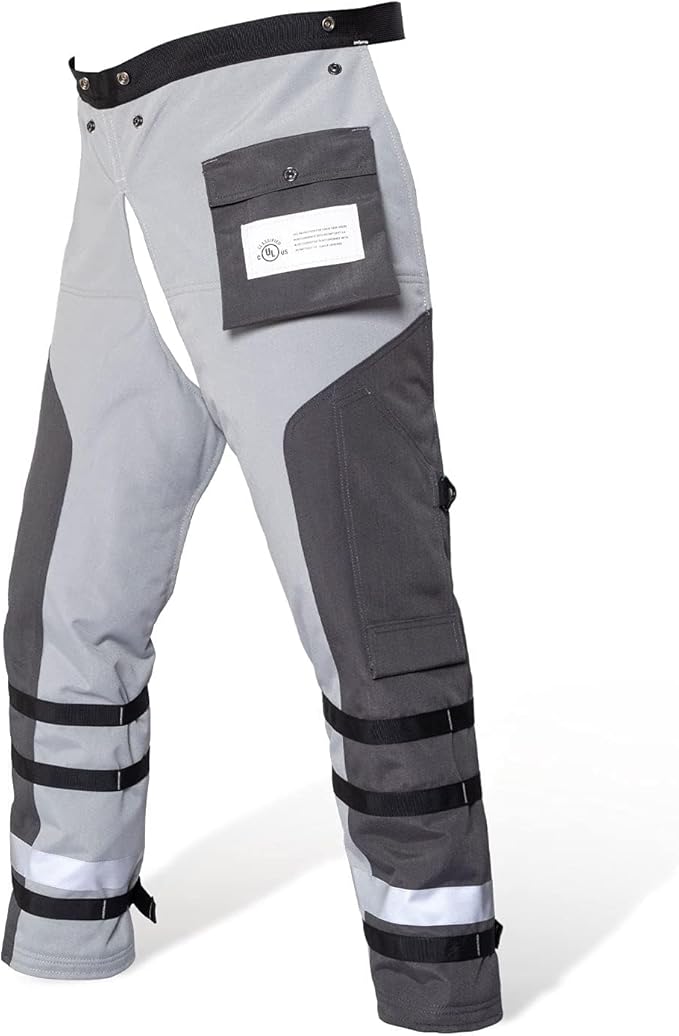 Technical Wrap Chainsaw Chaps by UL Class A 8 Layers Chainsaw Pants Apron Style Black Gray
