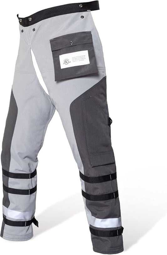 Technical Wrap Chainsaw Chaps by UL Class A 8 Layers Chainsaw Pants Apron Style Black Gray