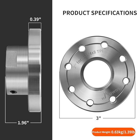 3" Wood Lathe Steel Faceplate,Faceplate for Wood Lathe,Lathe Face Plate Fit for 1-1/4" x 8TPI Spindle
