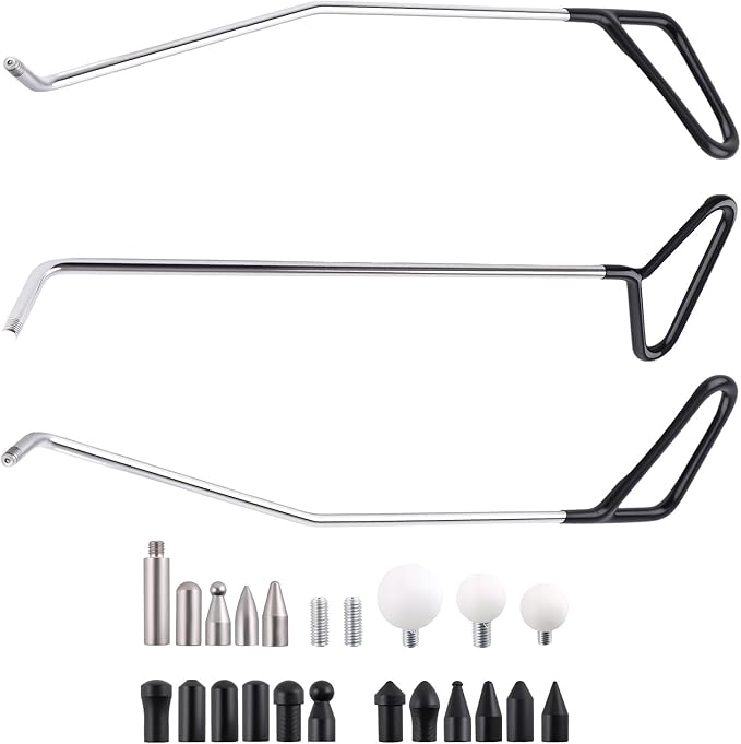 maXpeedingrods Paintless Dent Repair Tools, Dent Removal Rods with Awl Head, Car Auto Body Dent Removal for Hail Dents and Door Ding (3pcs Rod 20 pcs Head)