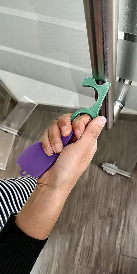 No-Touch Door Opener, Button Pusher Safe Touch Key, Hands Protection, Touchless Tool with MicrobeFENCE Technology, 6Pack Purple